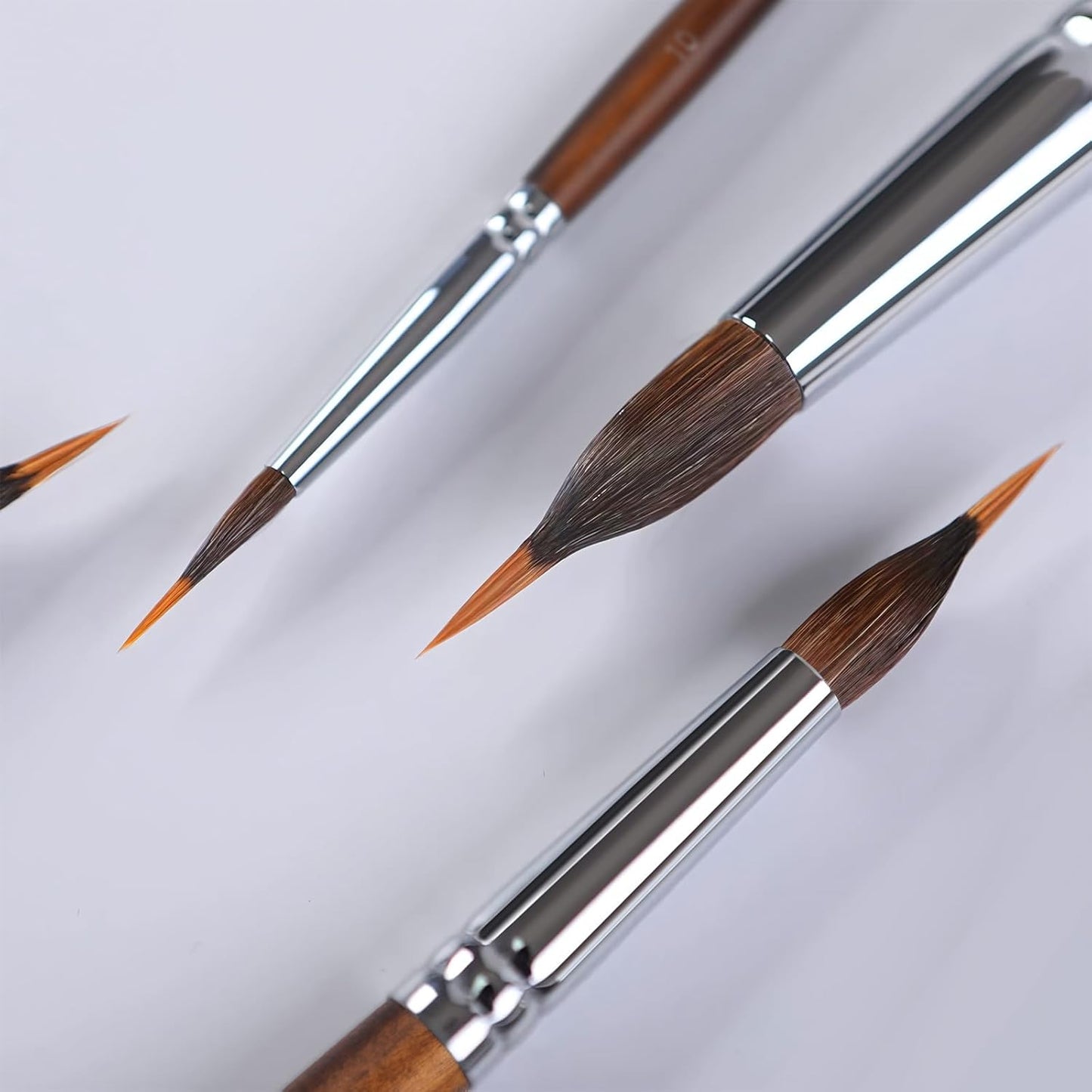 Watercolor Brushes Professional, Fuumuui 4Pcs Extended Needle Point Brushes Synthetic Extra Long Pinhead Brushes with Sable Body for Fine Detailing - Watercolor Acrylic Gouache Inks Painting