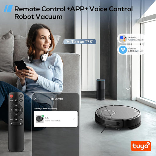 Robot Vacuum and Mop Combo, 2 in 1 Mopping Robot Vacuum Cleaner with Schedule, Wi-Fi/App/Remote, 2000Pa Max Suction, Self-Charging Robotic Vacuum, Slim, Ideal for Hard Floor, Pet Hair, Low-Pile Carpet - PuriLite