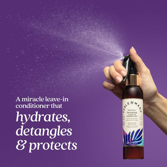 Fable & Mane Detangling Leave-In Conditioner, with UV Heat Protection for Smooth, Hydrated, Tangle-free Hair. Enriched with Aloe Vera (4.7 fl oz / 140ml)