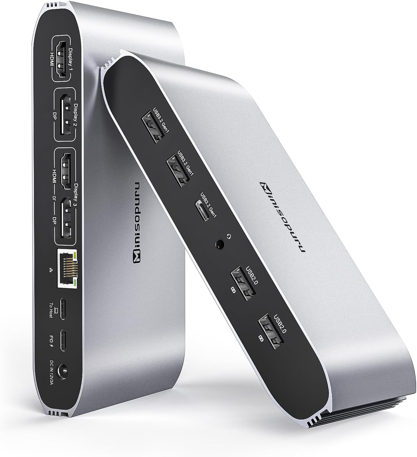 Minisopuru DisplayLink Docking Station,Triple Display Docking Station for MacBook M4/M3/M2/M1/Windows with 2 HDMI & 2 DisplayPort,100W PD Charge, USB-C Data, RJ45, Audio,USBA Ports Charging for Phone