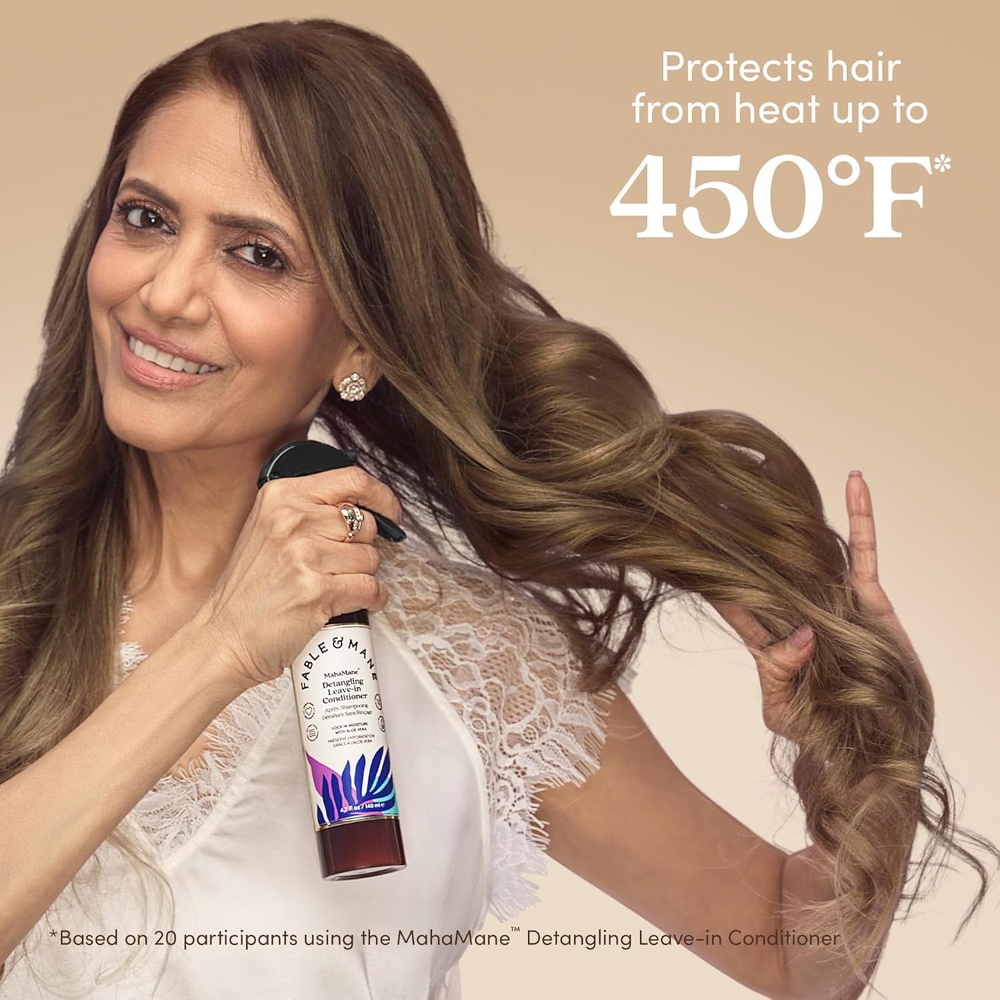 Fable & Mane Detangling Leave-In Conditioner, with UV Heat Protection for Smooth, Hydrated, Tangle-free Hair. Enriched with Aloe Vera (4.7 fl oz / 140ml)
