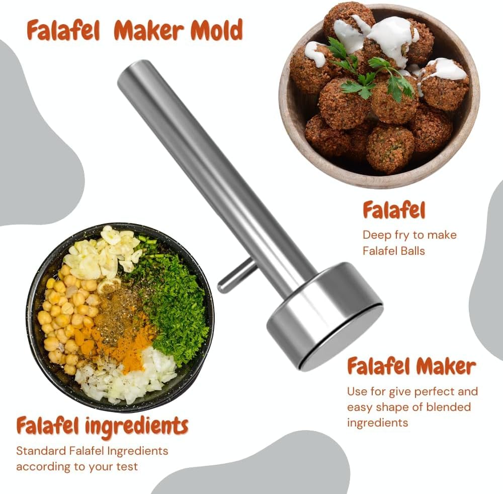 Falafel Maker Press Scoop Stainless Steel Premium Quality Professional Middle Eastern Kitchen Tool Meatball Mold 1.6 Inch (4.1 cm) Diameter