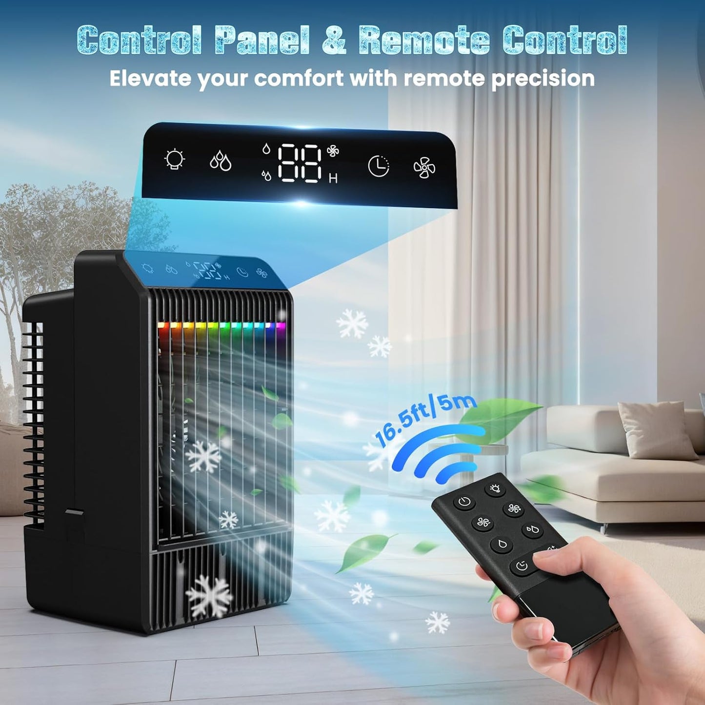 Portable Air Conditioner, 2025 Upgraded Evaporative Mini Room Air Conditioners Cooling Fan, 2~12H Timer, Portable AC Unit Air Cooler with 1000ML Water Tank, AC Portable for Room, Office, Car