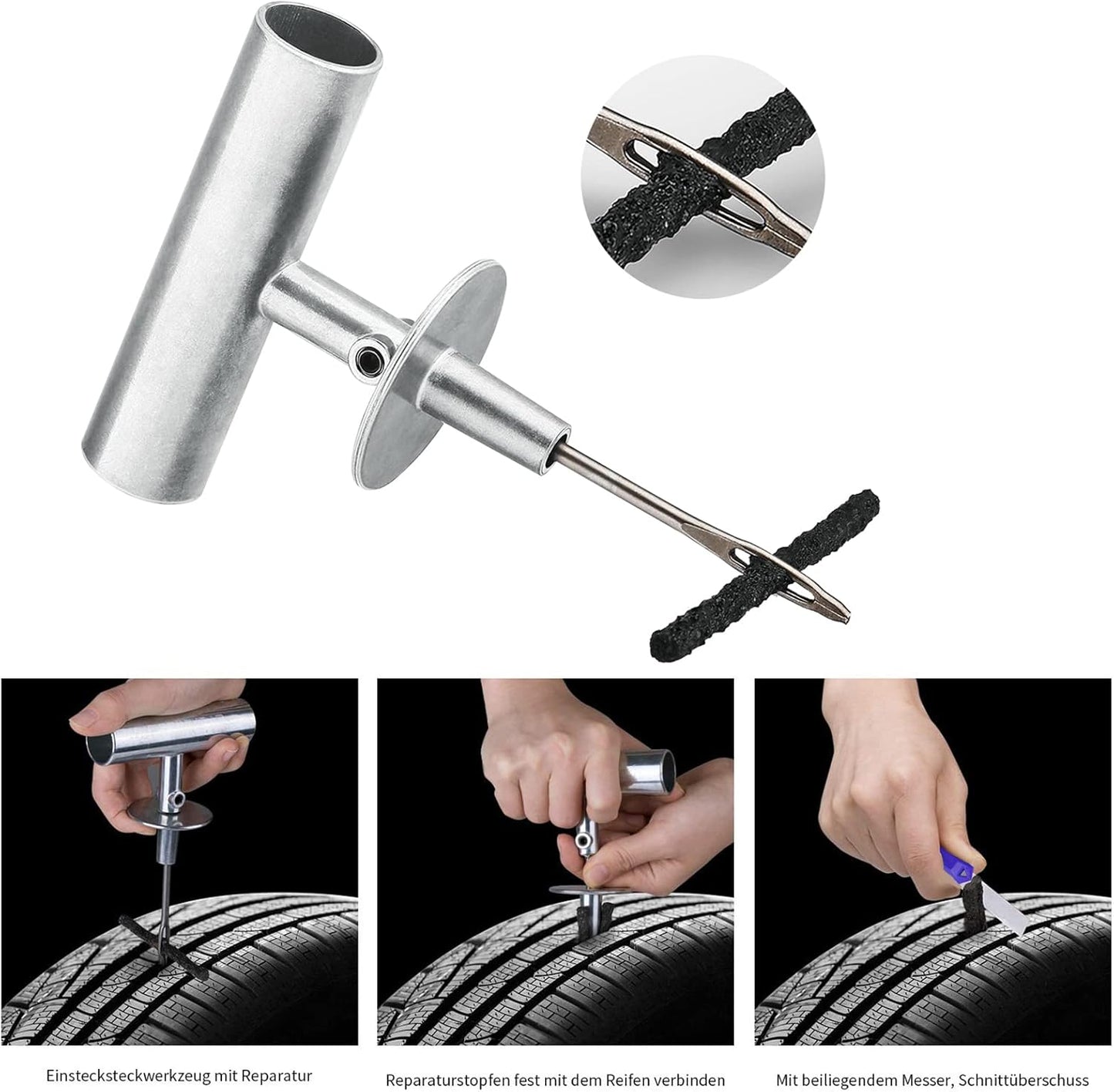 Tire Repair Kit - 68pcs Heavy Duty Tire Plug Kit, Universal Tire Repair Tools to Fix Punctures and Plug Flats Patch Kit for car Motorcycle, Truck, ARB,ATV, Tractor, RV, SUV, Trailer