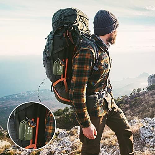 Emergency Sleeping Bag, 2 Pack Portable Survival Thermal Bivy Sack, Waterproof Lightweight Survival Shelter Blanket Bags with Compass for Camping Hiking Outdoor Adventure