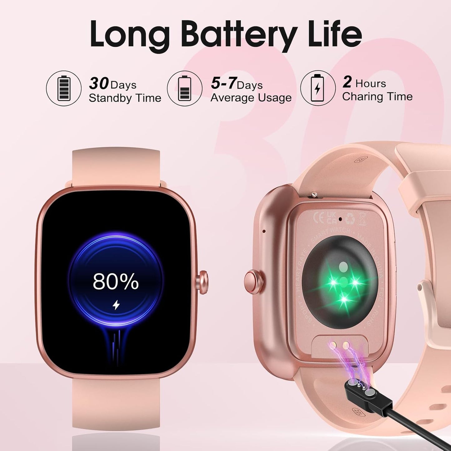 Csasan Smart Watch for Men Women Answer/Make Call, 1.91" Touch Smartwatch Heart Rate/Sleep/Steps Monitor, 110+ Sports Fitness Watch, IP68 Waterproof Tracker Watch for Android iOS Rose Gold