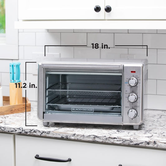 BLACK+DECKER™ Crisp 'N Bake Air Fry Toaster Oven, fits a 12" Pizza, Silver - PuriLite