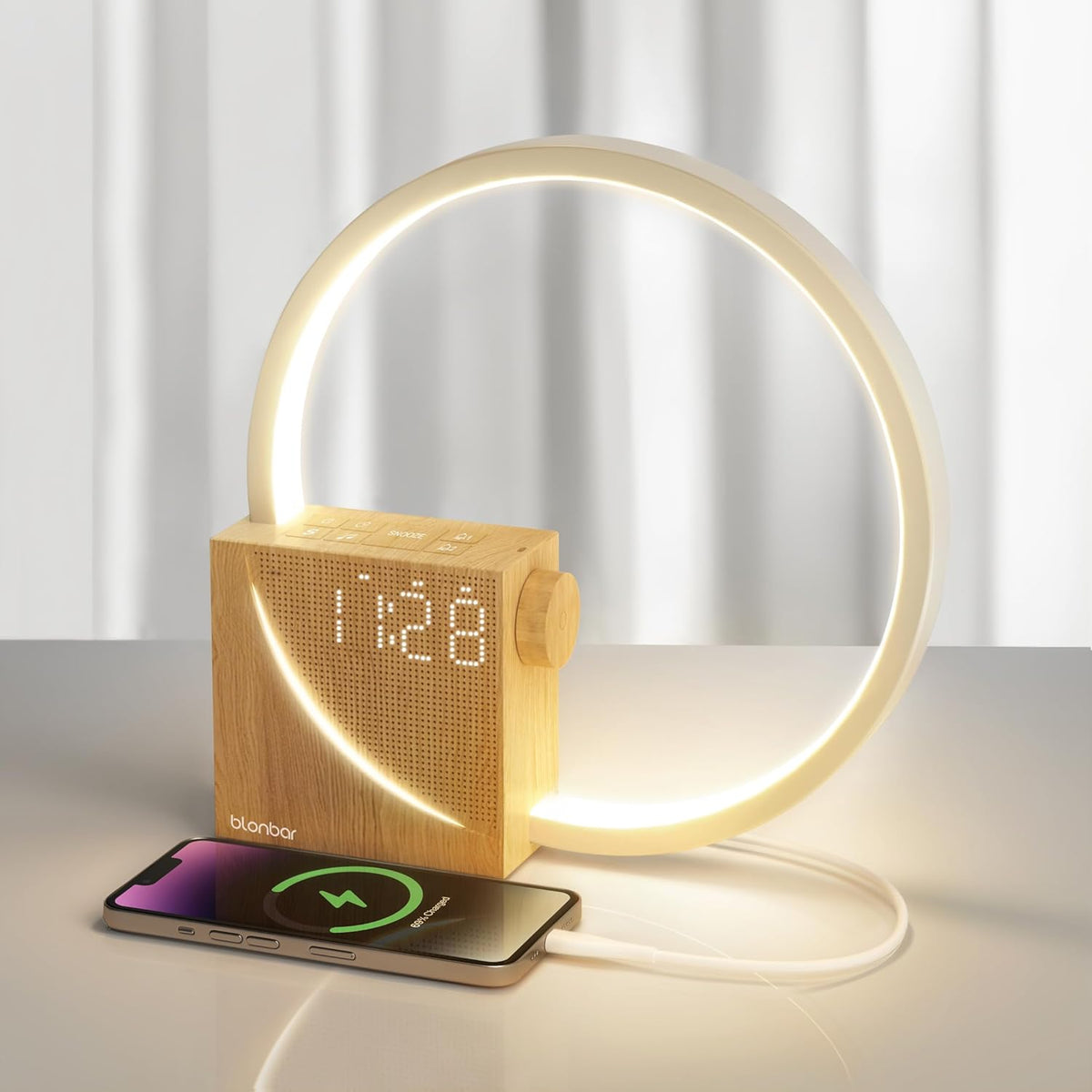 Sunrise Alarm Clock for Heavy Sleepers – Wake Up Light with Dual Alarms – 4-Level Dimmable Night Light with Natural Sounds & Snooze for Bedrooms - PuriLite