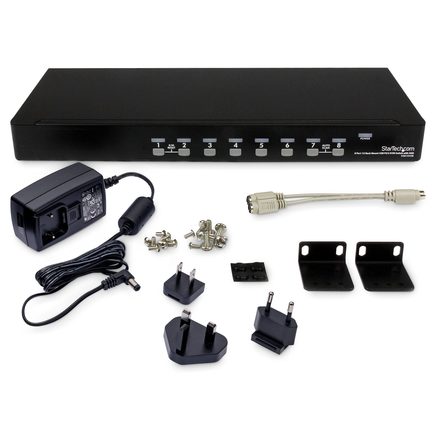 8 Port 1U Rackmount USB PS/2 KVM Switch with OSD - TAA