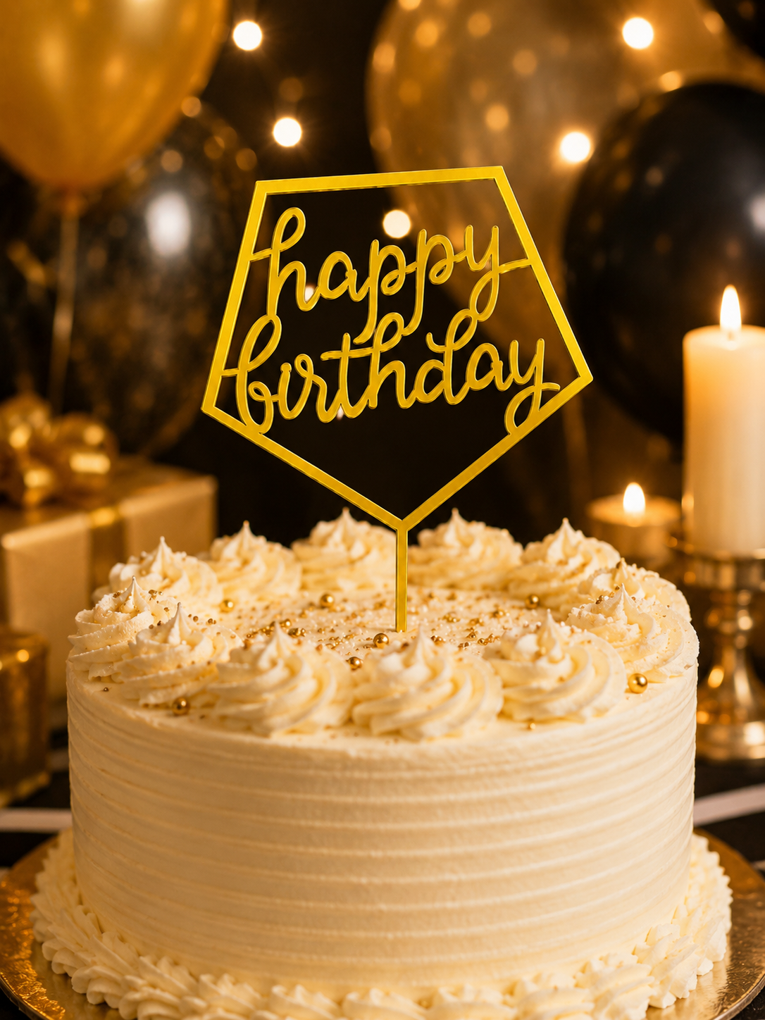 Happy Birthday & Happy Anniversary Cake Toppers | Multiple Elegant Designs | Party Decoration