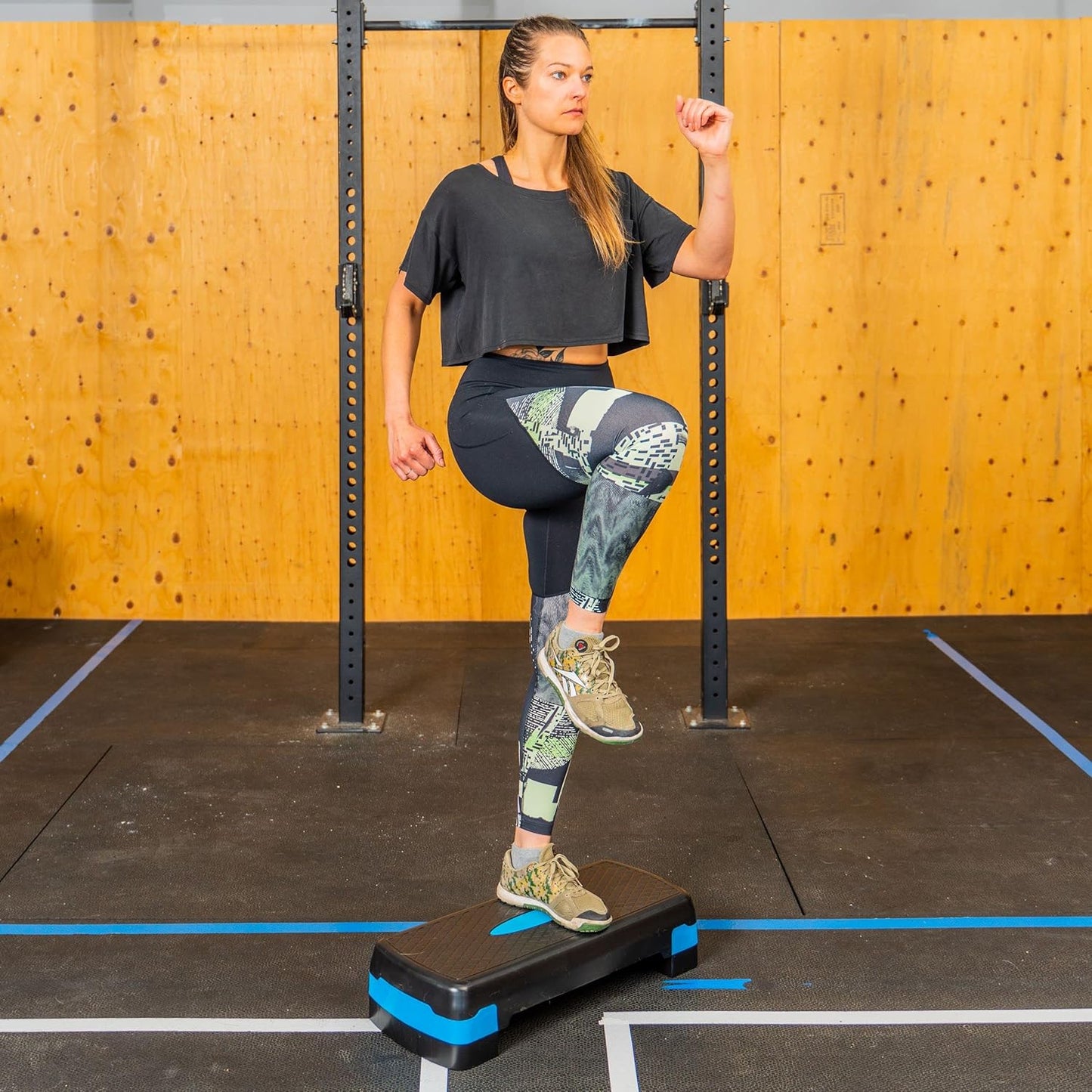 PRISP Adjustable Aerobic Stepper 68cm, 2 Levels (10/15cm - 4"/6") Exercise Step Platform for Home Gym and Fitness Training; 68 x 28cm
