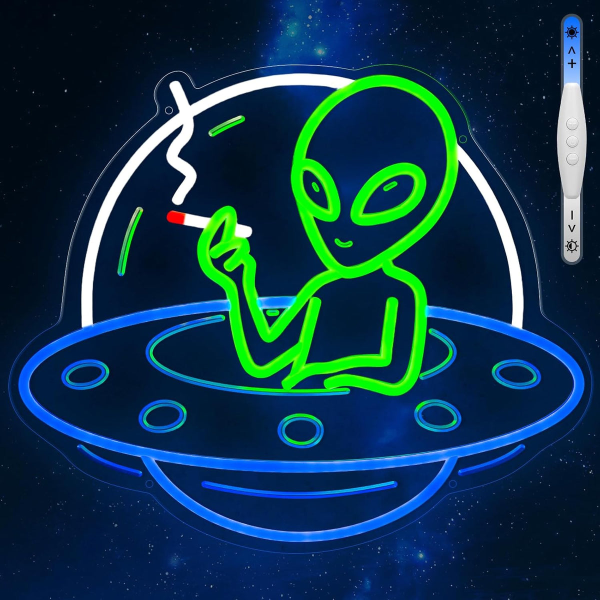 Alien UFO Neon Sign – LED Neon Wall Light for Man Cave, Gaming Room & Bar – USB Dimmable Sci-Fi Alien Wall Decor - PuriLite