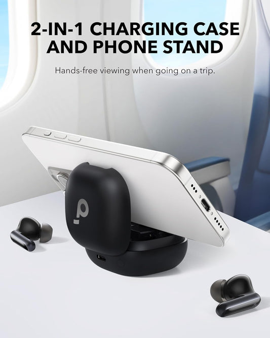 Soundcore P40i by Anker, Noise Cancelling Wireless Earbuds, Adaptive Noise Cancelling to Environments, Heavy Bass, 60H Playtime, 2-in-1 Case and Phone Stand, IPX5, Wireless Charging, Bluetooth 5.3 - PuriLite