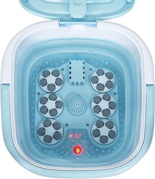 COSTWAY Foot Spa Bath Massager, Collapsible Portable Feet Salon Tub with Adjustable Heating Temperature & Electric Roller, Remote Control for Easy Operation, Infrared Lights, Bubbles Function