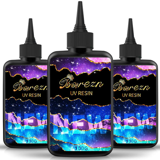 300g Clear UV Resin Hard, High Gloss UV Cure Epoxy Resin Crystal Kit Premixed Resina UV Curing Transparent Solar Activated Glue for Jewelry Making Fast Curing