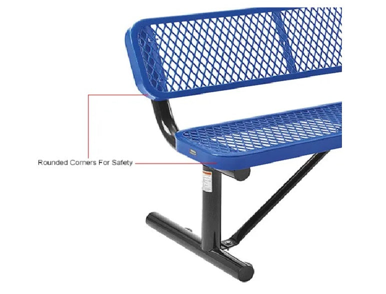 Global Industrial™ 4' Outdoor Steel Bench w/ Backrest, Expanded Metal, Blue
