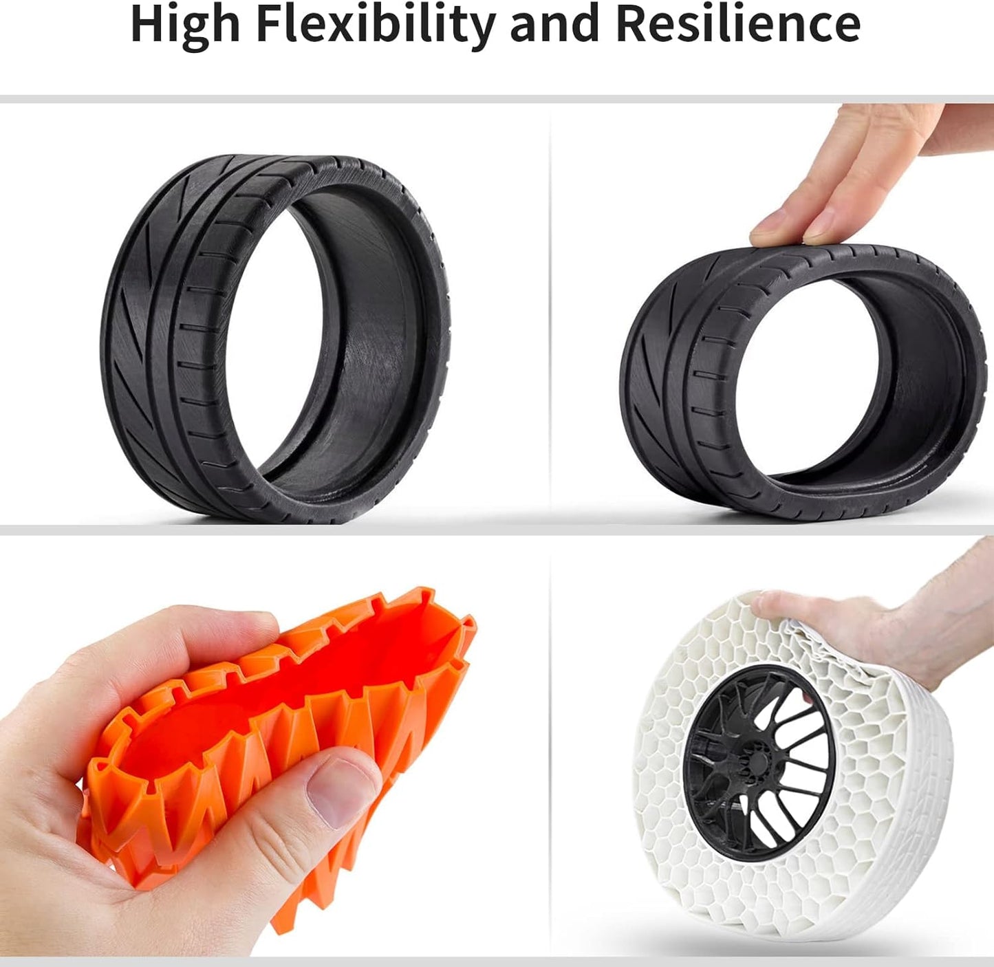 TPU 3D Printer Filament Black, Soft Flexible Filament 95A, Dimensional Accuracy +/-0.05mm, 1KG (2.2LBS), 1.75mm Fit for All 3D Printers, Vacuum Packaging