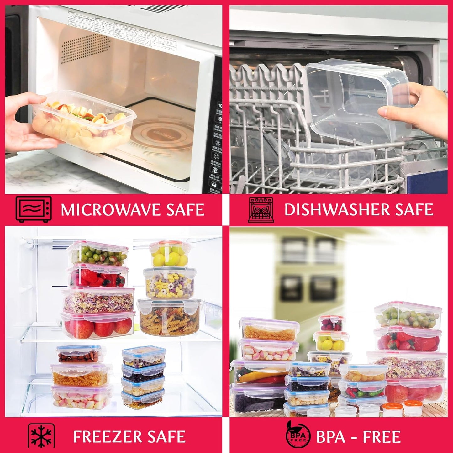 50 Pcs Large Food Storage Containers with Lids Airtight- 2500ML to Sauces Box-Total15.5L Stackable Kitchen Bowls Set Meal Prep Containers-BPA Free Leak proof Plastic Lunch Boxes-Freezer Microwave safe