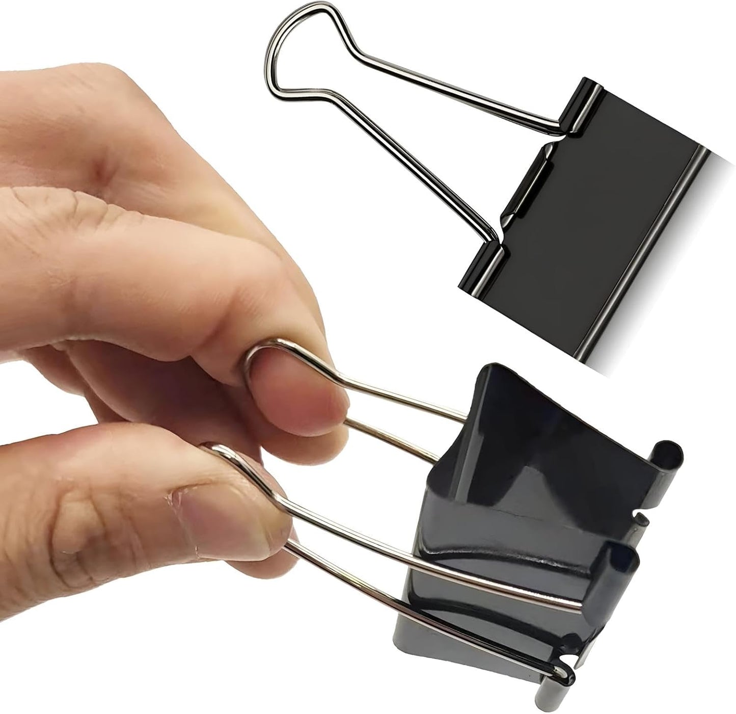 AMKIOKIO 48 Pack 2 inch Black Large Binder Clips - Jumbo Metal Clip Office Supplies, Paper Clamps for Secure Document Binding, Strong Metal Paper Clips