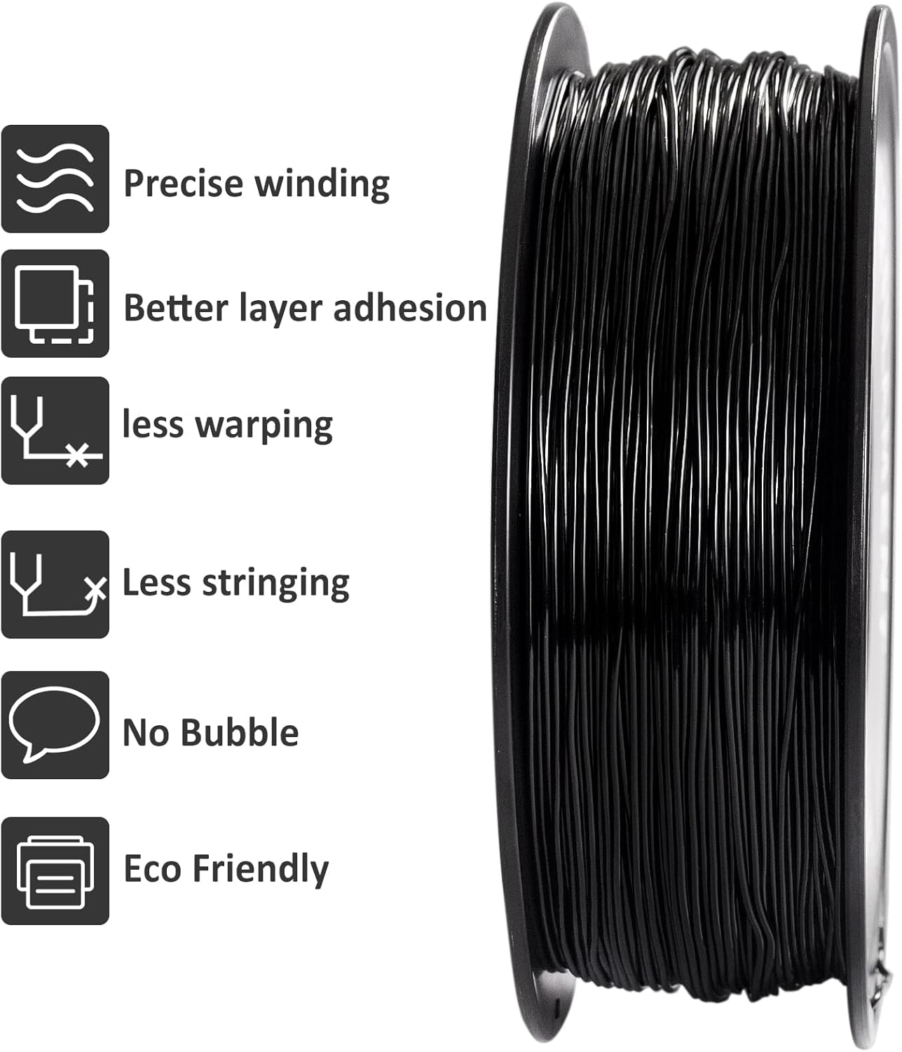 TPU 3D Printer Filament Black, Soft Flexible Filament 95A, Dimensional Accuracy +/-0.05mm, 1KG (2.2LBS), 1.75mm Fit for All 3D Printers, Vacuum Packaging