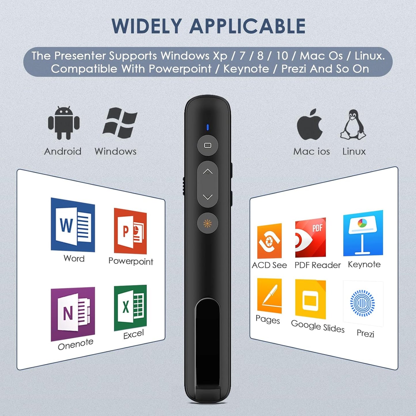 Presentation Clicker for Powerpoint Presentations,VRAJJTY Presenter Remote USB C&USB A 2 in 1,Power Point Slide Clickers for Open Hyperlinks & Volume Control Windows/Mac