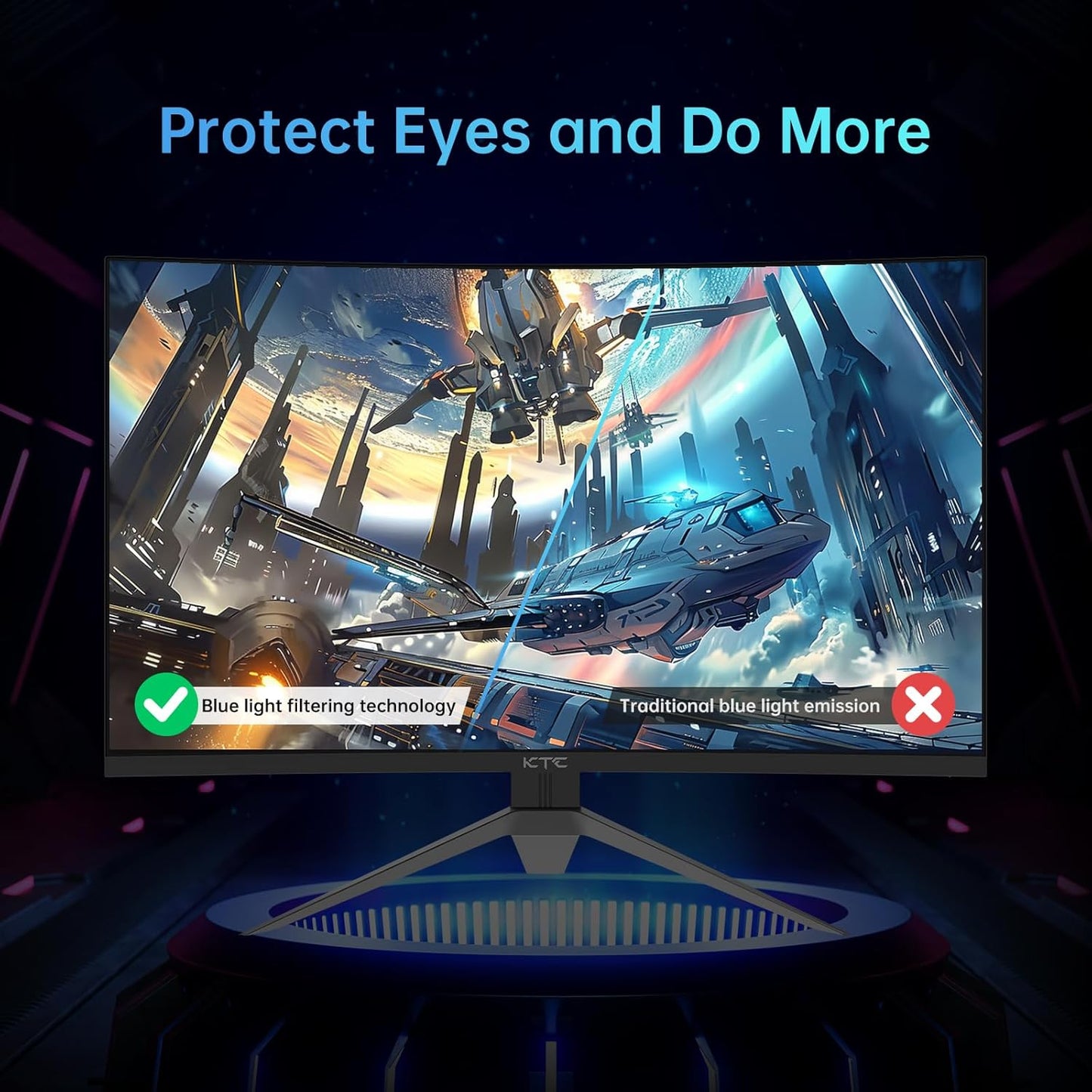 KTC 32-Inch Curved Gaming Monitor – 240Hz FHD 1080P – 1500R – 1ms – 125% sRGB – FreeSync & G-Sync – HDR10 – HDMI/DP/USB – VESA Mount - PuriLite