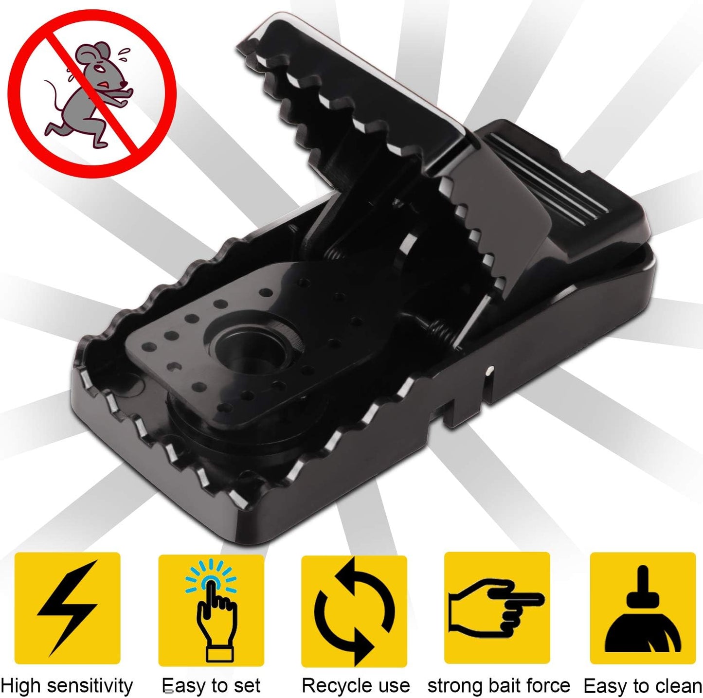 Mouse Traps 16 Pack | Humane Instant Catch Reusable Indoor & Outdoor Rodent Traps | Safe for Kids & Pets, Easy Clean Design - PuriLite
