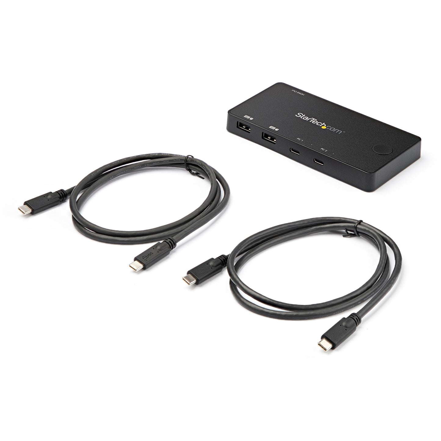 2 Port USB C KVM Switch - 4K 60Hz HDMI - Compact Dual Port UHD USB Type C Desktop Mini KVM Switch with USB C Cables - Bus Powered - MacBook iPad Pro ThinkPad IdeaPad EliteBook - TAA