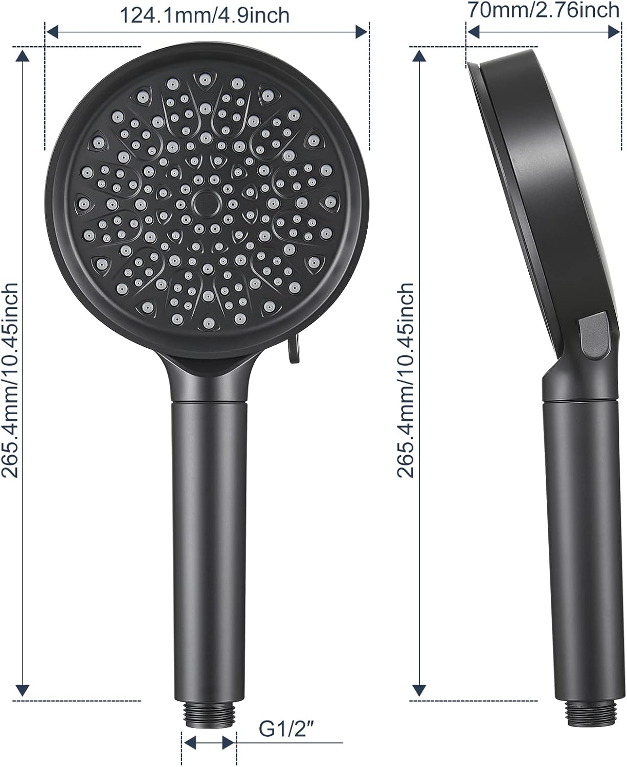Cobbe Handheld Shower Head with Filter, High Pressure 6 Spray Mode Showerhead with 60" Hose, Bracket and Water Softener Filters Beads for Hard Water Remove Chlorine, Black - PuriLite