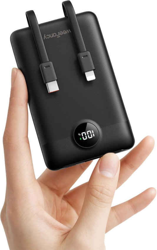 WeeFancy Small Power Bank with Type C Cable, 10000mAh Portable Charger with LED Display 22.5W Fast Charging Battery Pack Power Bank for iPhone, Samsung and More - Perfect Travel Companion and Gift.
