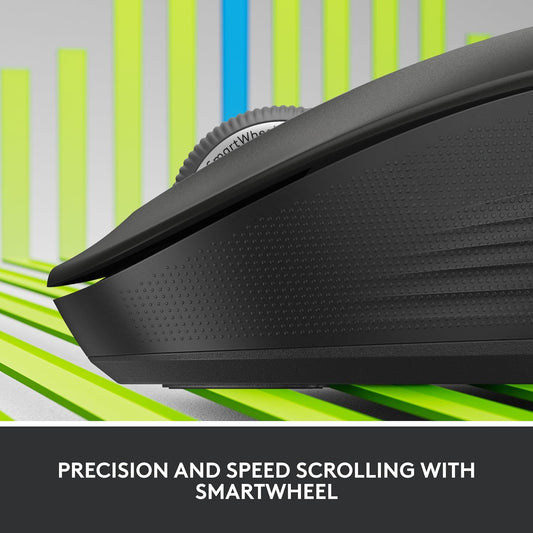 Logitech Signature M550 L Full Size Wireless Mouse - for Large Sized Hands, 2-Year Battery, Silent Clicks, Bluetooth, Multi-Device Compatibility - Black - PuriLite