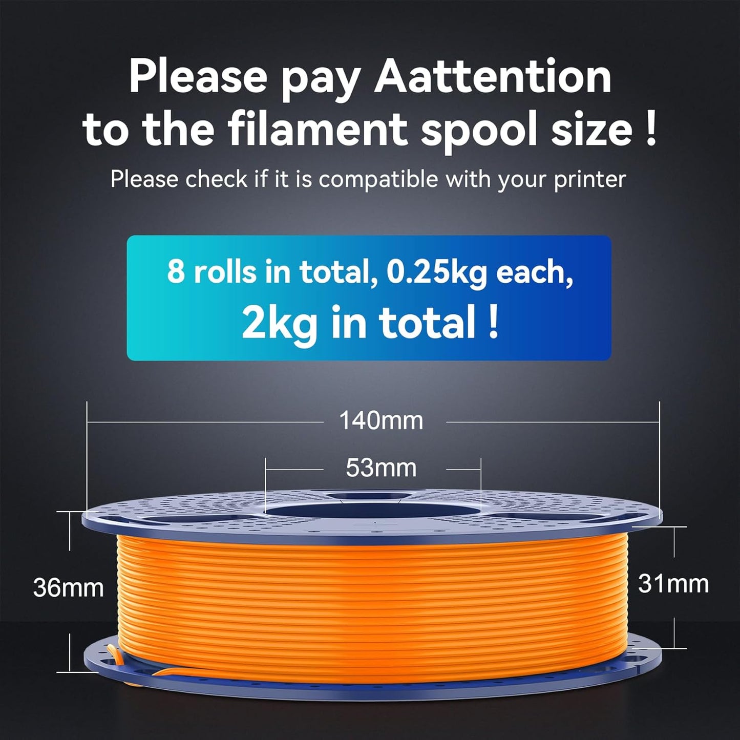 SUNLU High Speed PLA Filament Mini Pack, 30mm/s - 600mm/s Print Range, High Flow Speedy 3D Printer PLA Filament Bundle, 250g/Spool, Black+White+Green+Blue+Red+Orange+Yellow+Pink