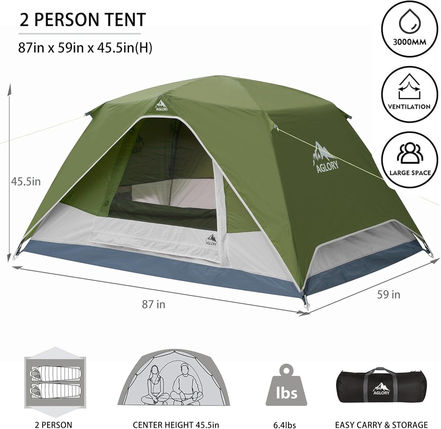Camping Tent with Rainfly, 2/4/8 Person Tent,Waterproof Windproof Family Tent with Mesh Windows, Easy Set Up for Hiking and Outdoor for All Seasons