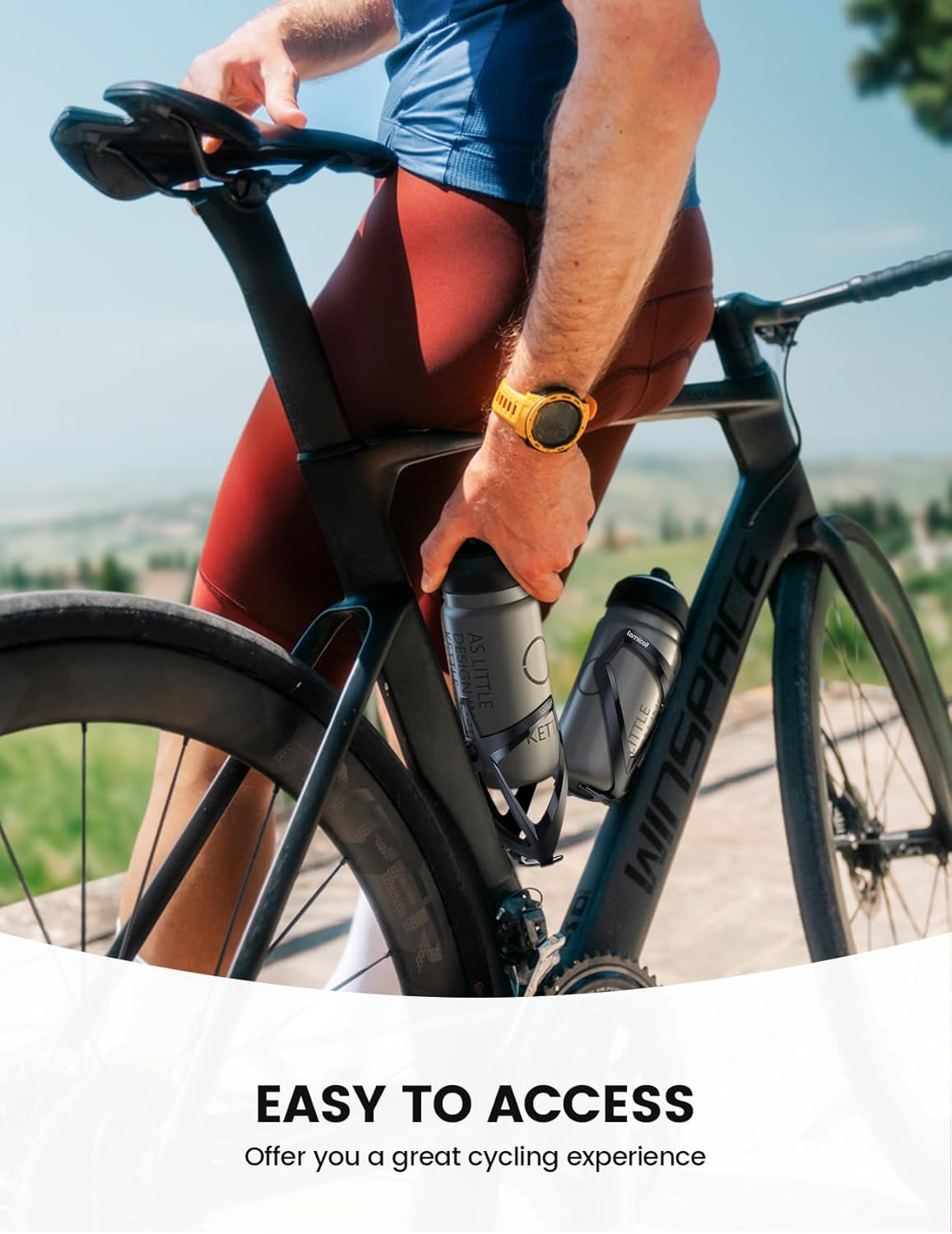 Lamicall Bike Water Bottle Holder - Lightweight & Sturdy Bike Cup Holder, Bicycle Drink Cage, Cycling Bike Water Bottle Cage with Screw Tool, for 2.75-3.94" Diameter Bottles