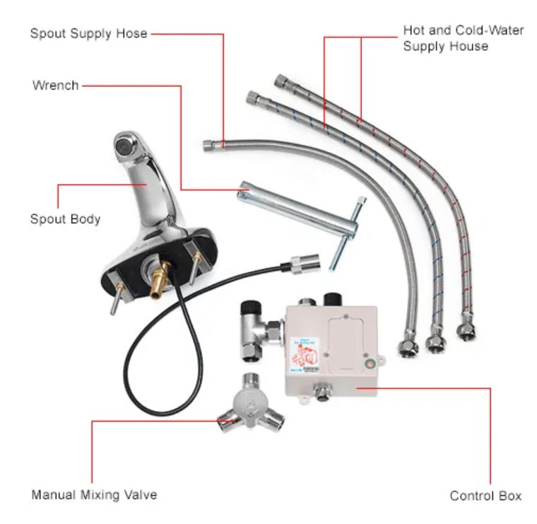 Global Industrial™ Sensor Bathroom Sink Faucet, 0.5 GPM, Chrome