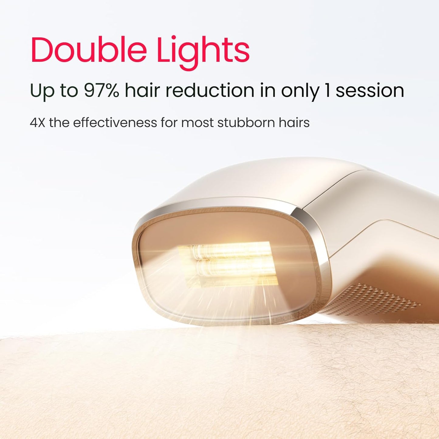 IPL Laser Hair Removal for Women and Men, 2 Lights, 2℃, 16.6 cm² Sapphire Ice Cooling for Sensitive Skin, 4-Pulse Mode for Ingrown Hair, Bikini, Face, Body Permanent Epilator Home Hair Removal Device