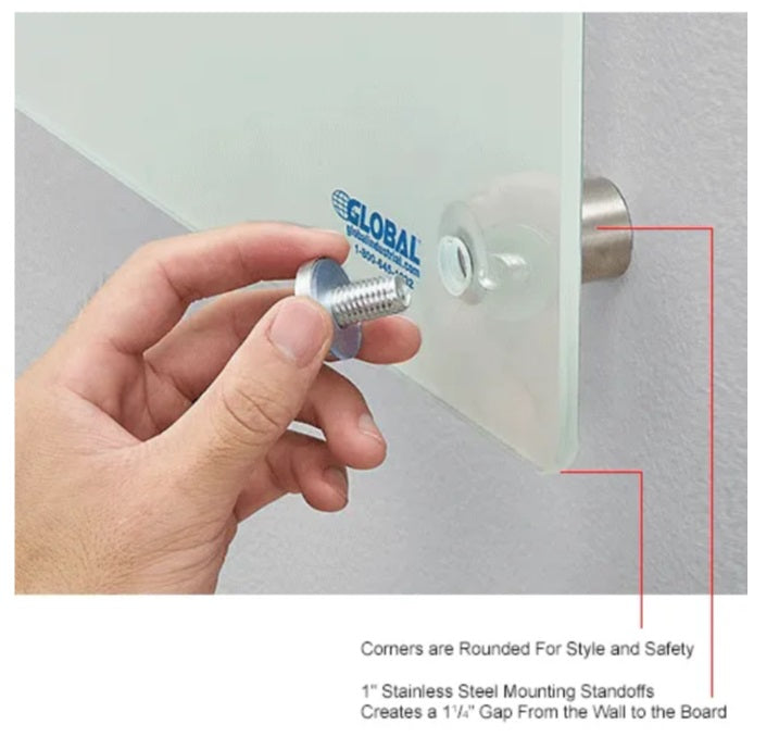 Global Industrial™ Frosted Glass Dry Erase Board, 60"W x 48"H