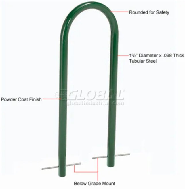 Global Industrial™ U-Rack Bike Rack, 2-Bike Capacity, Below Ground Mount, Green