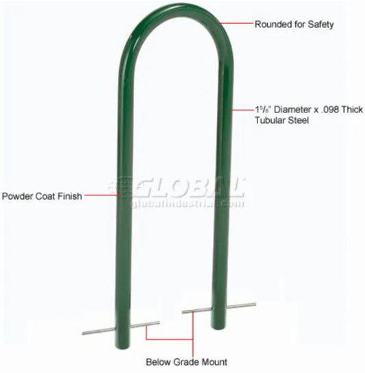 Global Industrial™ U-Rack Bike Rack, 2-Bike Capacity, Below Ground Mount, Green - PuriLite