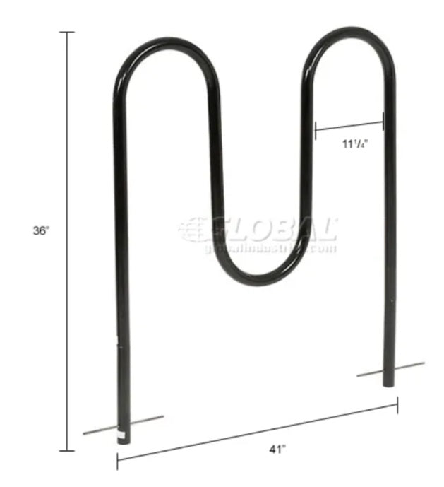 Global Industrial™ Wave Bike Rack, 5-Bike Capacity, Below Ground Mount, Black