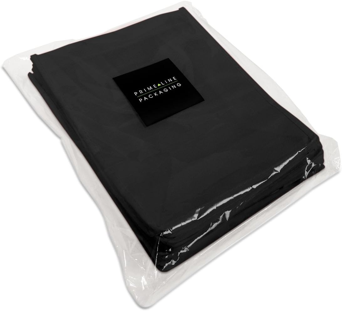 Black Gift Bags - 12 Pack Reusable Shopping Bags with Handles, Small Fabric Cloth Bags for Small Business, Gifts, Groceries, Merchandise, Events, Parties, Take-Out, Retail Stores, Bulk - 8x4x10