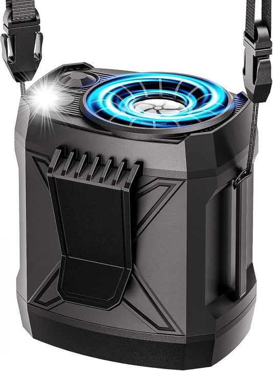 Portable Fan Rechargeable,4 Speeds Strong Airflow Small Fan Waist,Battery Powered Mini Fan Handheld,Neck Fan for Travel Camping Outdoor Jobsite,Camping Essentials Personal Fan Wearable-Black