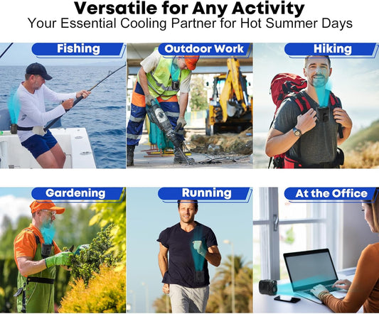 Portable Fan Rechargeable,4 Speeds Strong Airflow Small Fan Waist,Battery Powered Mini Fan Handheld,Neck Fan for Travel Camping Outdoor Jobsite,Camping Essentials Personal Fan Wearable-Black