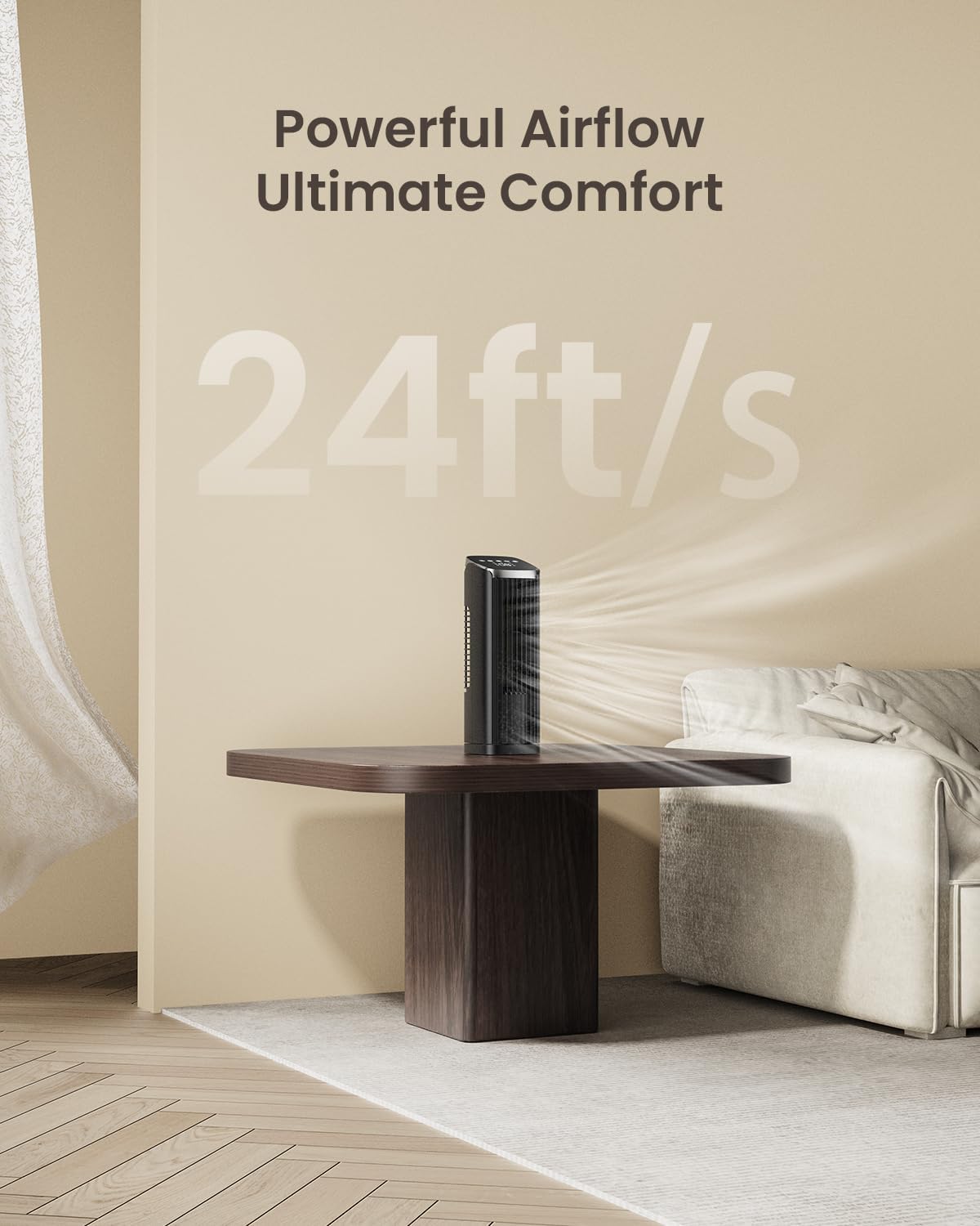 Tower Fan with Remote Control, 4Modes, 4 Speeds, 70° Oscillation, 12-Hour Timer, Fan for Bedroom, 13" Tower Fan with Remote, Portable Fans, Cooling Fans for Office, Home