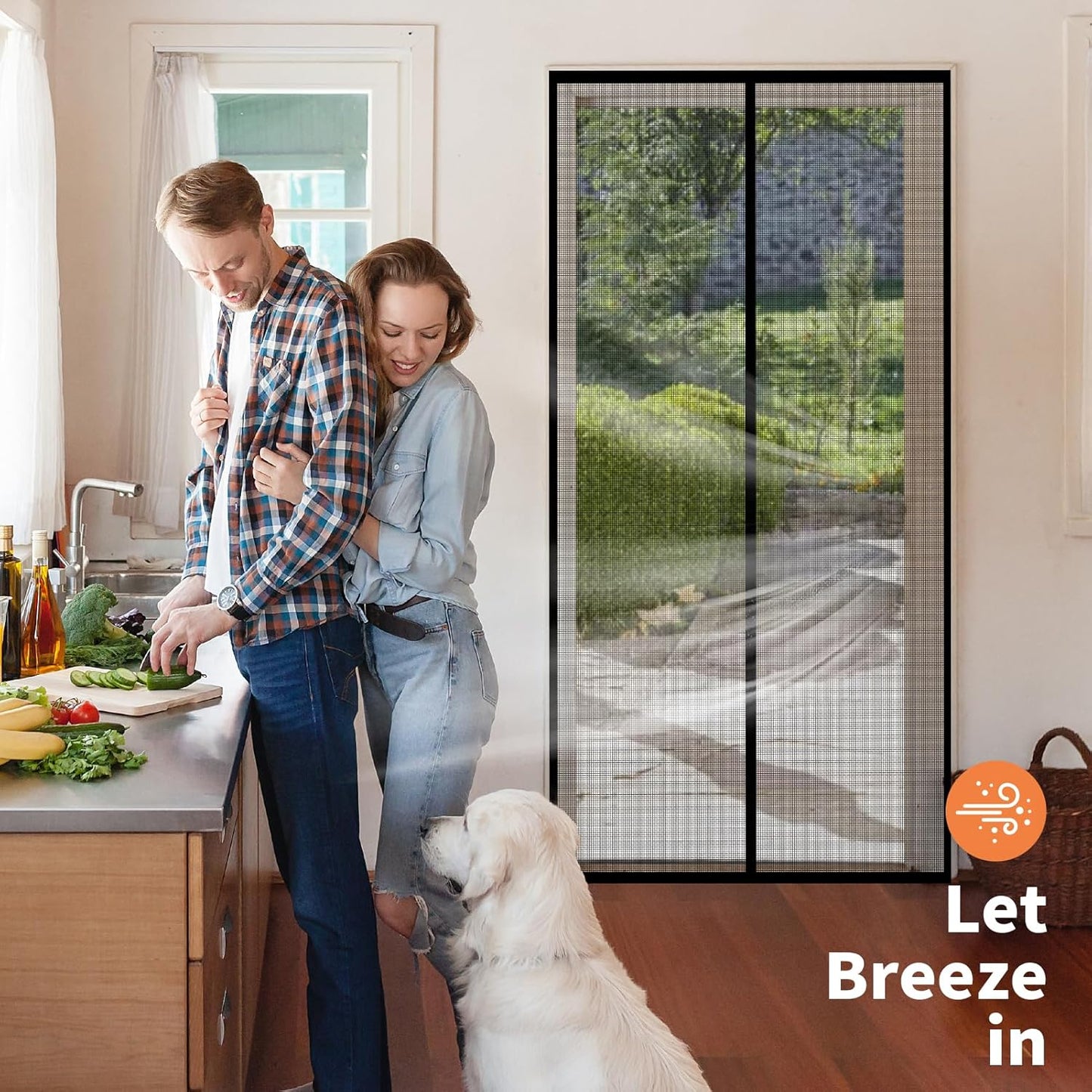 Magnetic Screen Door, Heavy Duty Fiberglass Moustiquaire Magnétique, Screen Mesh with Automatic Block Closure, Walk Through Easily for Kids Pets,Fits Door Size up to 36-38" W x 80" H