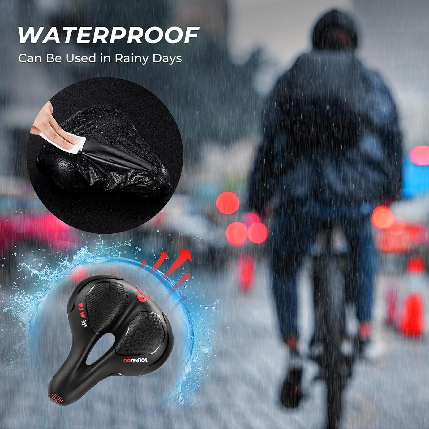 Bike Seat, Comfortable Bicycle Seat Cushion for Men Women, Waterproof Soft Gel Bike Saddle with Ergonomic Zone Concept, Fit for BMX, MTB & Road Bike