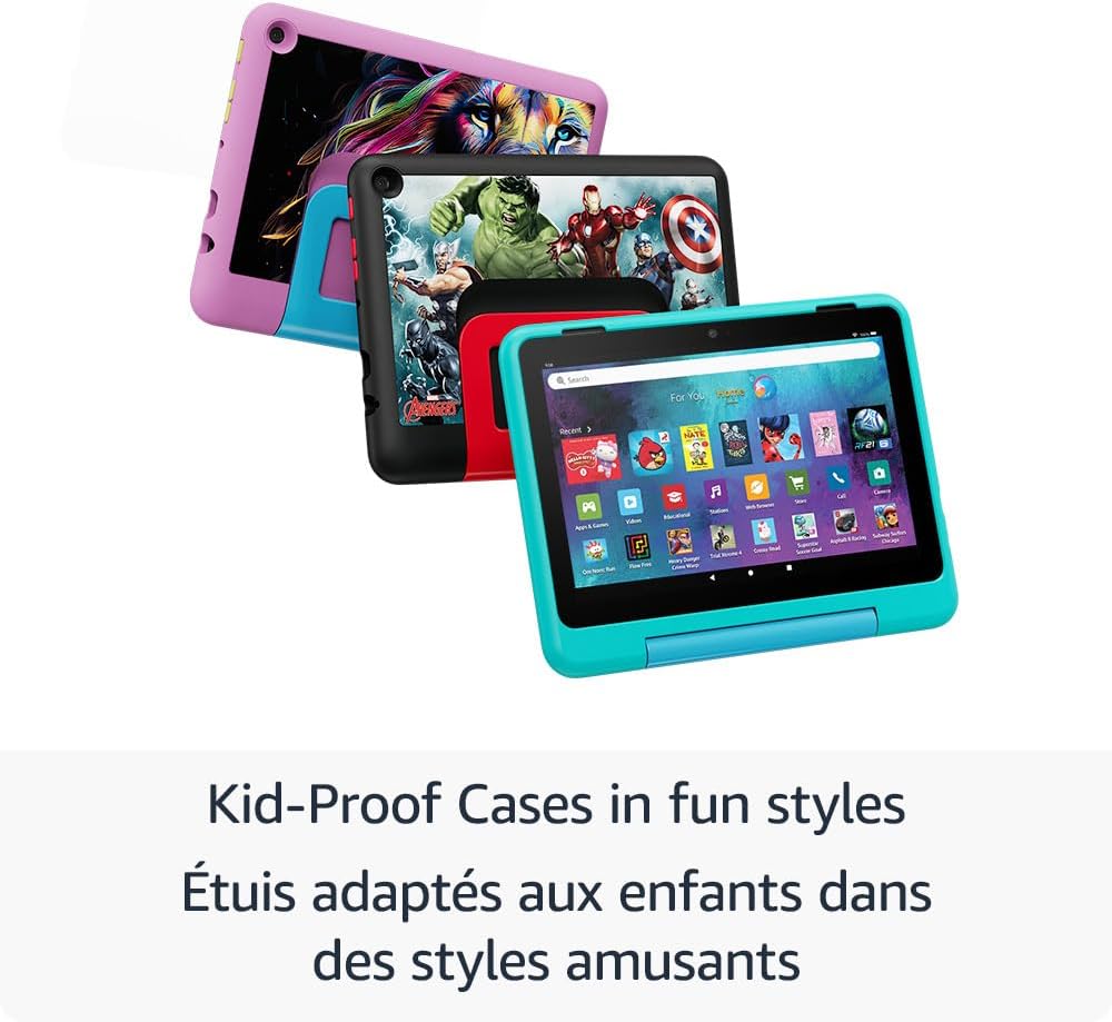 New Amazon Fire HD 8 Kids Pro tablet, ages 6-12 | 3GB memory, 8" HD screen, slim case for older kids, ad-free content, parental controls, 13-hr battery, 32GB, Hello Teal, (2024 release)