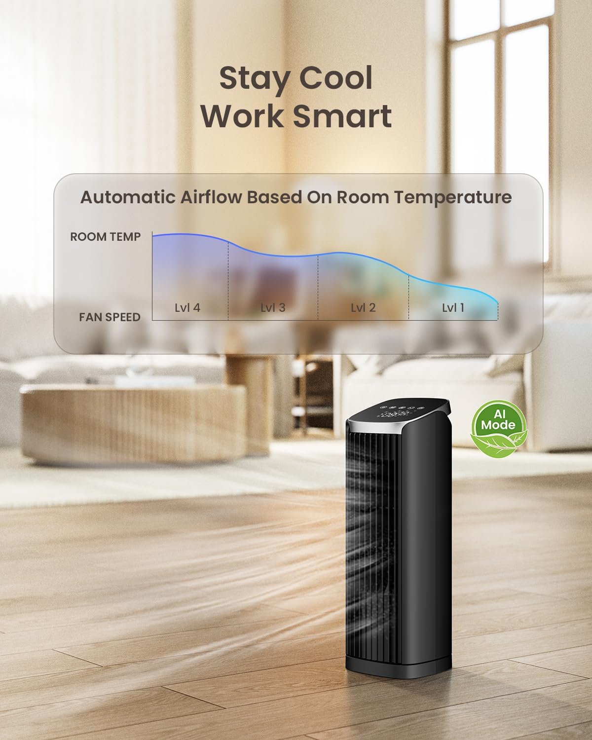 Tower Fan with Remote Control, 4Modes, 4 Speeds, 70° Oscillation, 12-Hour Timer, Fan for Bedroom, 13" Tower Fan with Remote, Portable Fans, Cooling Fans for Office, Home