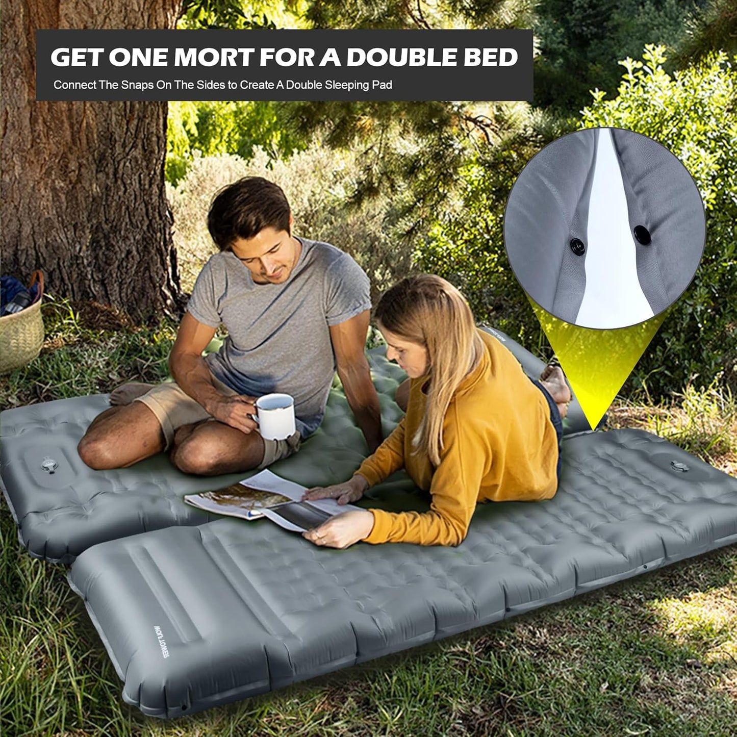 Self Inflating Sleeping Pad for Camping, 6 Inch Ultra-Thick Camping Mat with Built-in Pump, Outdoor Ultralight Sleepinging Mat for Camping Tent, Backpacking, Hiking and Traveling(Grey)