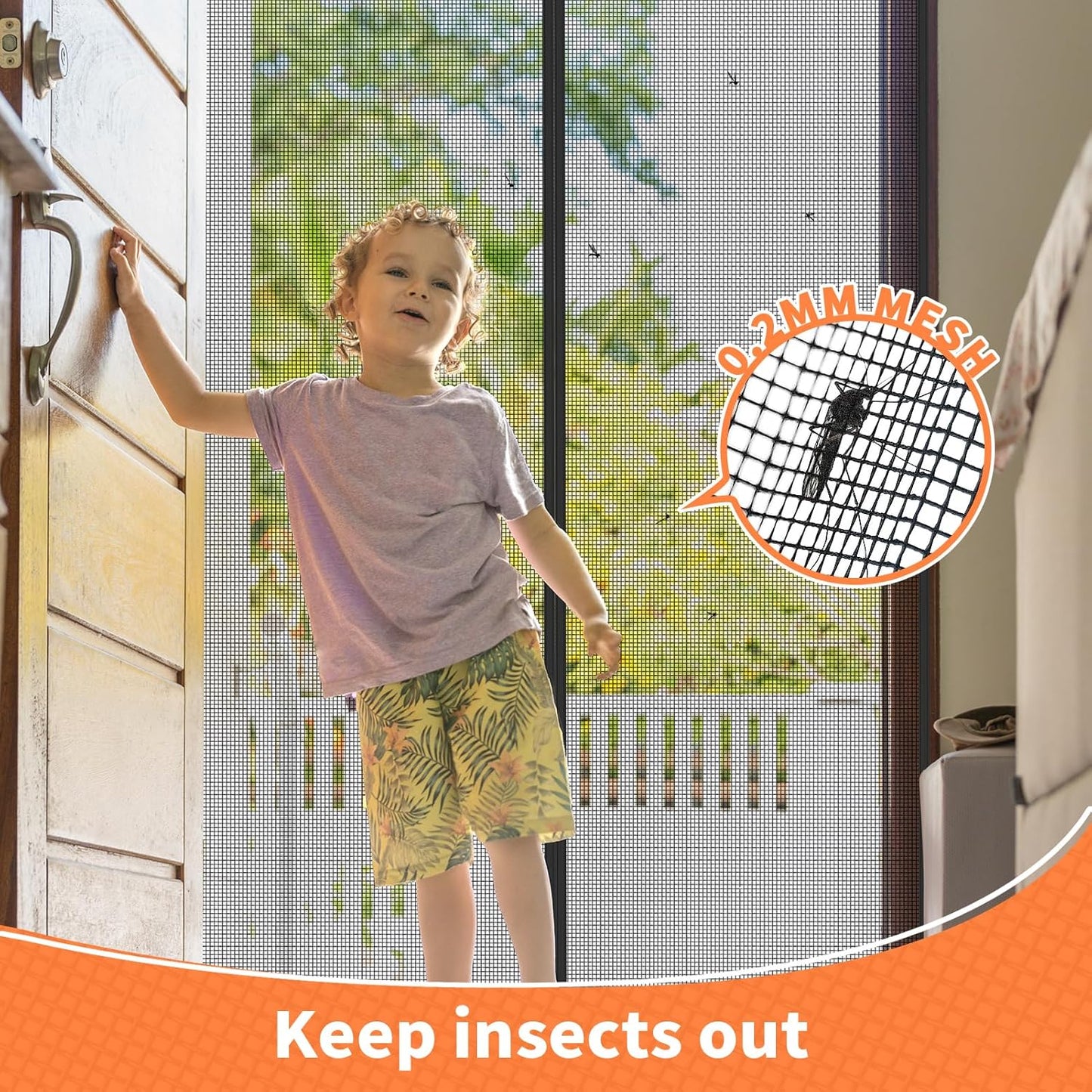 Magnetic Screen Door, Heavy Duty Fiberglass Moustiquaire Magnétique, Screen Mesh with Automatic Block Closure, Walk Through Easily for Kids Pets,Fits Door Size up to 36-38" W x 80" H